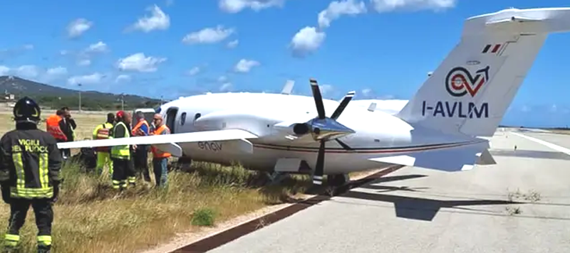 Olbia. Aereo fuori pista al Costa Smeralda, scalo chiuso